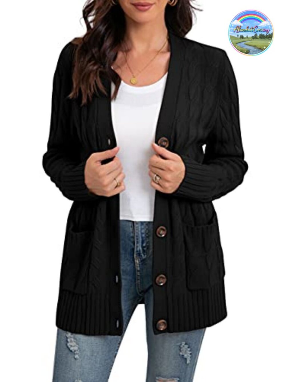 Cozy Long Sleeve Cable Knit Cardigan Sweater with Pockets